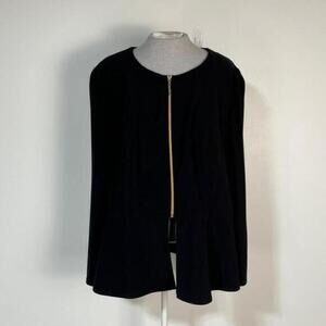 Frank Lyman Design Black Blazer Women’s Size 18 Gold Zipper Front Scoop Neck